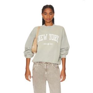 Anine Bing Jaci Sweatshirt in Washed Faded Seafoam Size SMALL